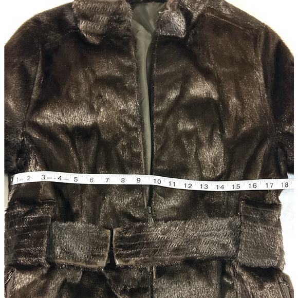 Vtg Real Fur Coat Brown Sheared Beaver (?) Belted Talon Zip 32” Medium AS-IS - Picture 3 of 12
